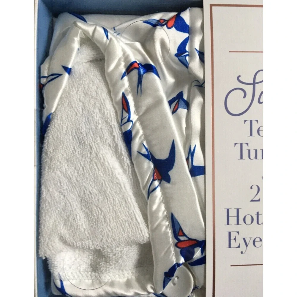 Tru Spa Silk Terry Turban & 2 Pc Hot/cold Eye Pads Spa Womens Set New